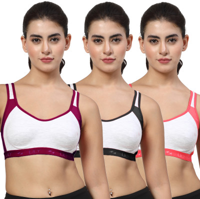 LILY Strops999 Women Sports Non Padded Bra(Purple, Black, Red)