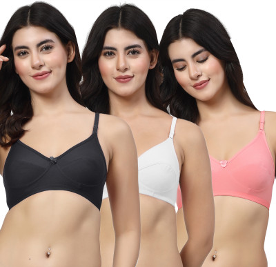 LILY Enimsaj Women Everyday Non Padded Bra(Black, White, Red)