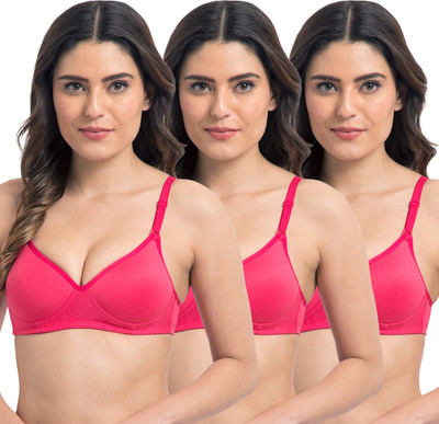 KOMLI Komli Seamless Medium Padded Full Coverage Cotton Rich Padded Bra Women T-Shirt Lightly Padded Bra(Pink)