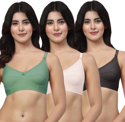 LILY akihdar Women Everyday Non Padded Bra(Green, White, Black)