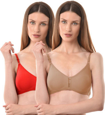 Vanila B Cup Size Comfortable and Supportive Casual Bra (Size 30, Pack of 2) Women Everyday Non Padded Bra(Red, Beige)