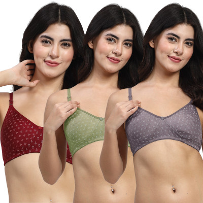 LILY itidaMino Women T-Shirt Non Padded Bra(Grey, Green, Maroon)