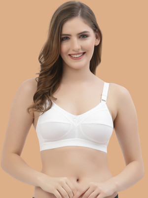 Floret Cotton Full Coverage Non-Padded Bra, Wire-Free & Double Layered Cups Daily Wear Women Full Coverage Non Padded Bra(White)