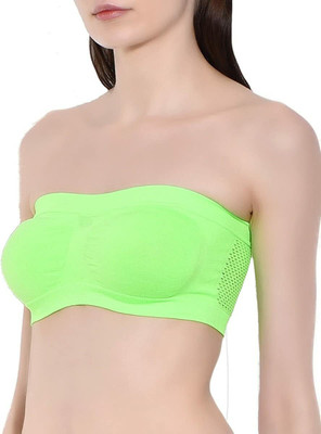 G K ENTERPRISE TUBE STREAPLESS BRA WITH GREEN COLOR Women Bandeau/Tube Non Padded Bra(Green)