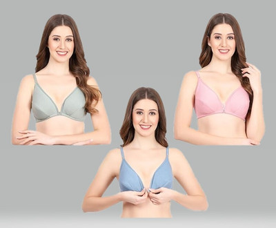 DV FAB Front Open Bra combo Women Plunge Non Padded Bra(Multicolor)