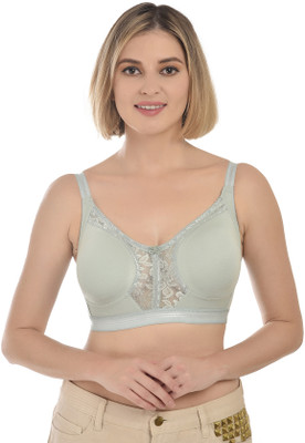 Ladyland Women full coverage front net bra Women T-Shirt Non Padded Bra(Green)