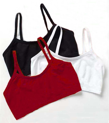 BRAASHEE PACK Of 3 Women's Girls cotton Blend mid coverage non padded bra Girls Sports Non Padded Bra(Multicolor)