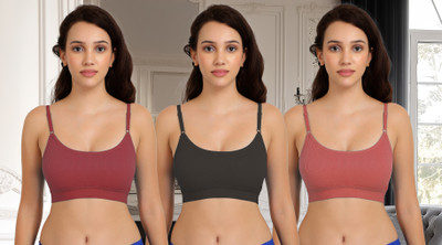 Beach Curve C_Goma Bra Women Minimizer Non Padded Bra(Maroon, Black, Orange)