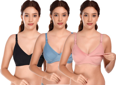 ZerrinLibaas 32B seamless maternity bra nursing bra Black Grey Pink breathable full coverage Women Maternity/Nursing Non Padded Bra(Black, Grey, Pink)