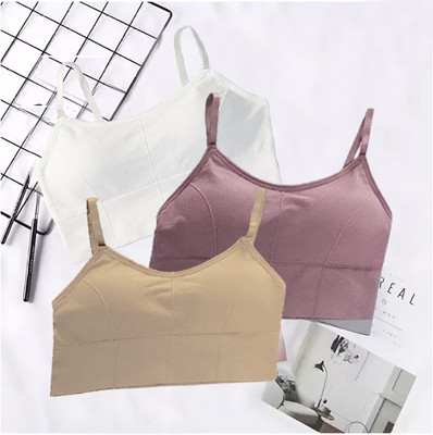 BRAABAA Women Sports Lightly Padded Bra(Pink, White, Beige)
