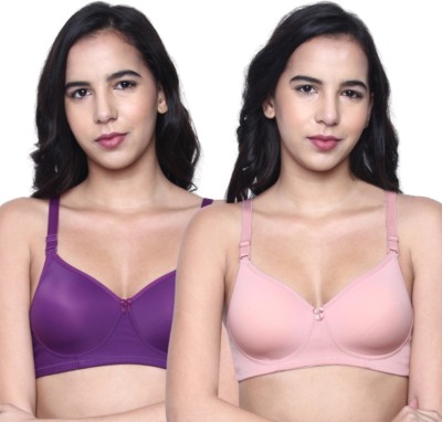 INKURV lily Women T-Shirt Lightly Padded Bra(Pink, Purple)