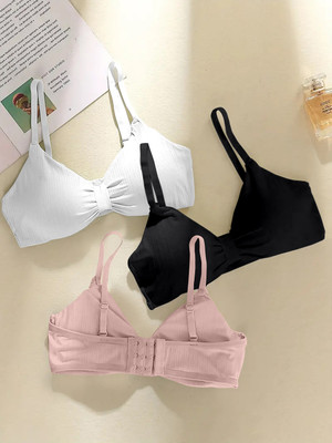 NAGARVEL CREATION 3337-whit-blk-pink-03-32 Women Full Coverage Lightly Padded Bra(Multicolor)