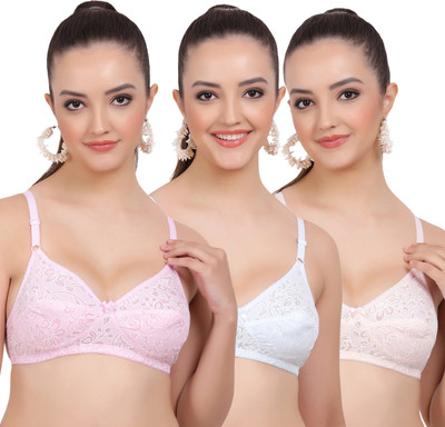 FigureFit Kamini Women Everyday Non Padded Bra(Pink, Blue, Orange)