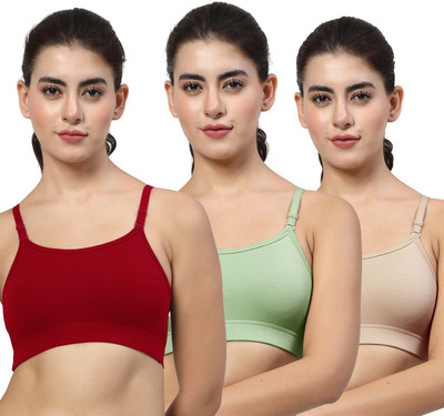 LILY stropsazil Women Sports Non Padded Bra(Maroon, Green, Brown)