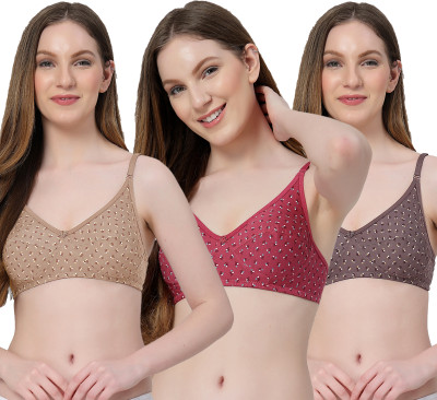 LILY anilec Women Everyday Non Padded Bra(Brown, Maroon, Grey)