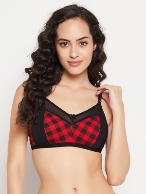 Clovia Women Full Coverage Non Padded Bra(Black, Red)