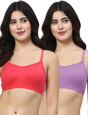 LILY 3321Mino Women Sports Non Padded Bra(Red, Purple)