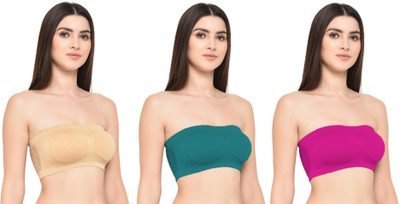 Shophousses Women's Nylon Spandex Free Size Lightly Padded Pull On Sport Bra Women Everyday Non Padded Bra(Gold, Dark Green, Pink)
