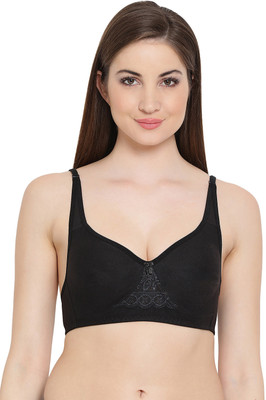 Clovia Cotton Rich Double Layered Non-Wired T-Shirt Bra Women Minimizer Non Padded Bra(Black)