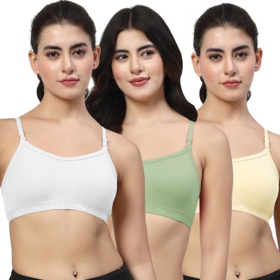 LILY 3321 Women Sports Non Padded Bra(White, Green, Yellow)