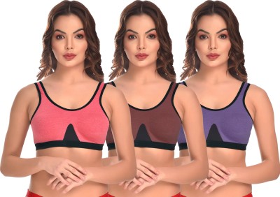 Madam Women Sports Non Padded Bra(Multicolor)