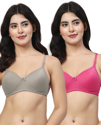 LILY maofcigam Women Full Coverage Heavily Padded Bra(Grey, Pink)