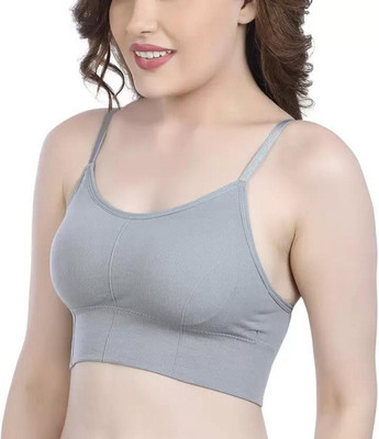 SWIFFIN Women's Seamless Padded Sports Bra with Adjustable Straps Women Everyday Lightly Padded Bra(Grey)