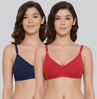 Lyra Women Full Coverage Non Padded Bra(Red, Blue)