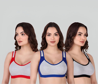 ASHMIRAS Pack of 3 Women Stick-on Non Padded Bra(Red, Blue, Black)