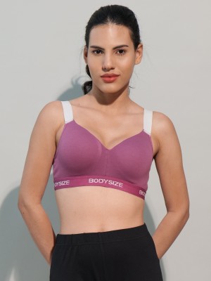 BODYSIZE Women Sports Lightly Padded Bra(Purple)