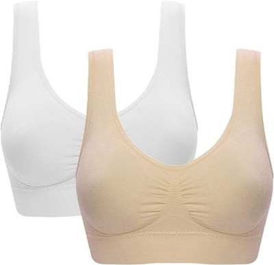 MEEMBOOLI Women Sports Non Padded Bra(Beige)