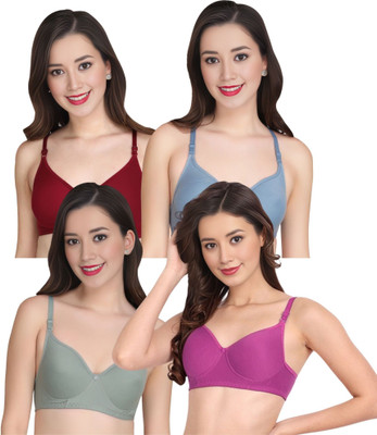 Liigne Women Everyday Padded Bra (Pack Of 4) for T-Shirt Saree Dress Sports Garment Women Full Coverage Lightly Padded Bra(Maroon)