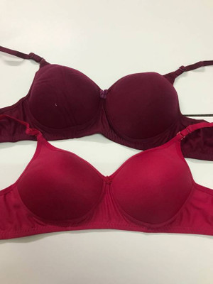 treadmill star Pack of 2 Women Push-up Lightly Padded Bra (Maroon, Pink) Women Full Coverage Lightly Padded Bra(Multicolor)