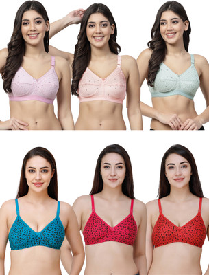Docare MixPrint Women Everyday Non Padded Bra(Green, Pink, Orange, Red, Blue, Pink)
