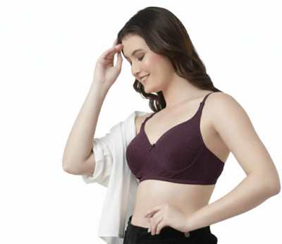 GIVYALECO Women Lightly-Padded Full Coverage Cotton lycra Bra (Maroon) Women Full Coverage Lightly Padded Bra(Maroon)