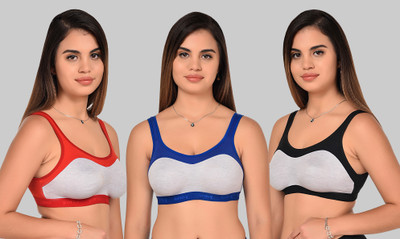 Yana Women Sports Non Padded Bra(Black, Red, Blue)