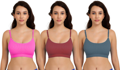 Beach Curve Goma Bra Women Minimizer Non Padded Bra(Pink, Maroon, Dark Green)