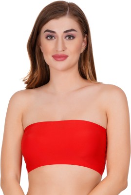 Bingo Full Coverage Padded Tube Bra Women Bandeau/Tube Lightly Padded Bra(Red)