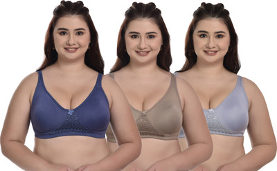 Xcare Pack of 3 Women Full Coverage Non Padded Bra (Multicolor) Women Full Coverage Non Padded Bra(Multicolor)