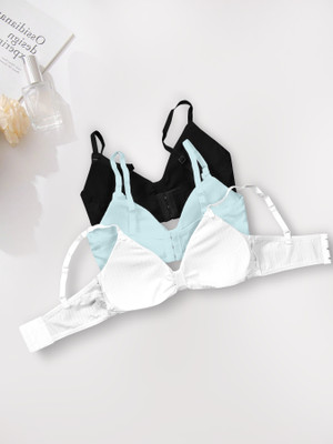 NAGARVEL CREATION C/3337-BLK/SKY/WHT-P03-30 Women Push-up Lightly Padded Bra(Multicolor)