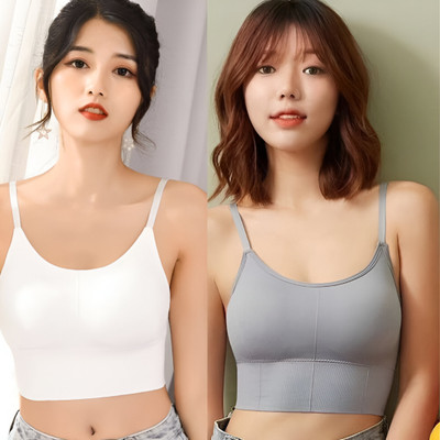 SYNOVATIC Women Sports Lightly Padded Bra(White, Grey)