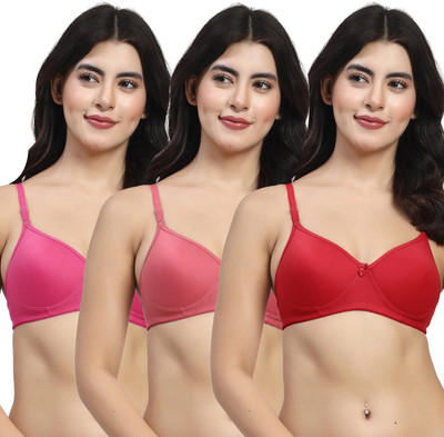 LILY mfruomalg Women T-Shirt Lightly Padded Bra(Maroon, Pink)
