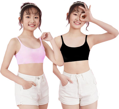 BRAAFEE 2_SLIP_Bb Girls Non Padded Thin Strap Bra for Girls Non-Wired Gym Workout Girls Training/Beginners Non Padded Bra(Multicolor)