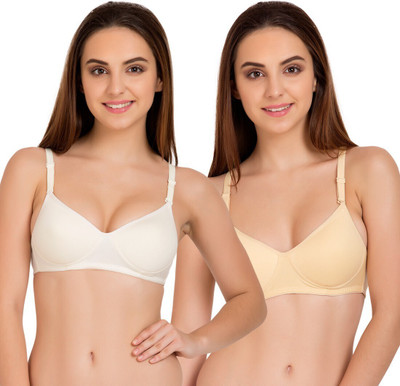 TWEENS by Belle Lingeries Full Coverage Seamless Padded Combo Pack of 2 Women T-Shirt Lightly Padded Bra(White, Beige)