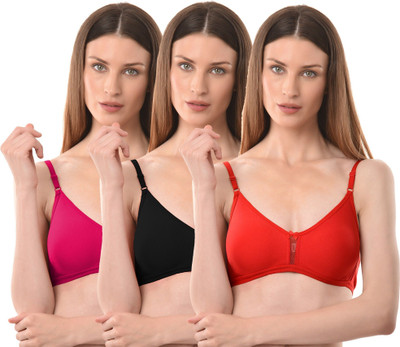 Vanila B Cup Size Comfortable and Supportive Casual Bra (Size 30, Pack of 3) Women Everyday Non Padded Bra(Red, Black, Pink)