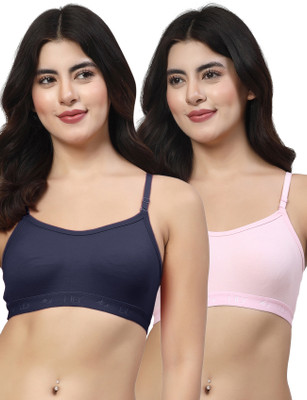 LILY 3321Mino Women Sports Non Padded Bra(Dark Blue, Pink)