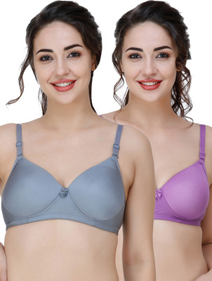 COLLEGE GIRL Hellopad ComboPO2 Women Everyday Lightly Padded Bra(Grey, Purple)