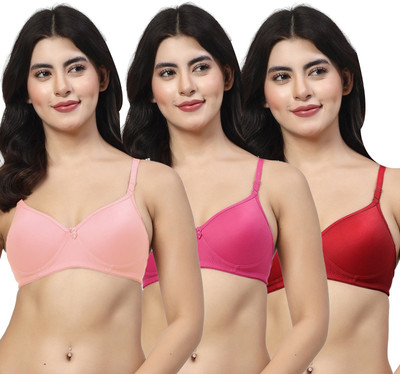 LILY maofcigam Women Full Coverage Heavily Padded Bra(Pink, Pink, Maroon)