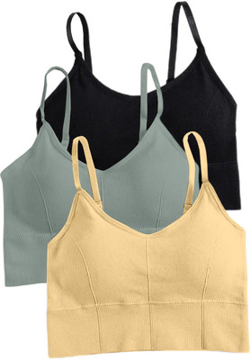 MAHEK CREATIVE 646-BLK-GREY-SKIN-03-28 Women Bralette Lightly Padded Bra(Multicolor)