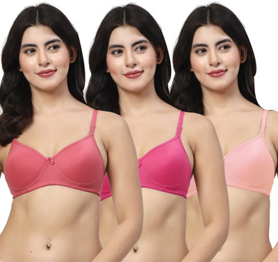 LILY maofcigam Women T-Shirt Heavily Padded Bra(Maroon, Pink, Pink)
